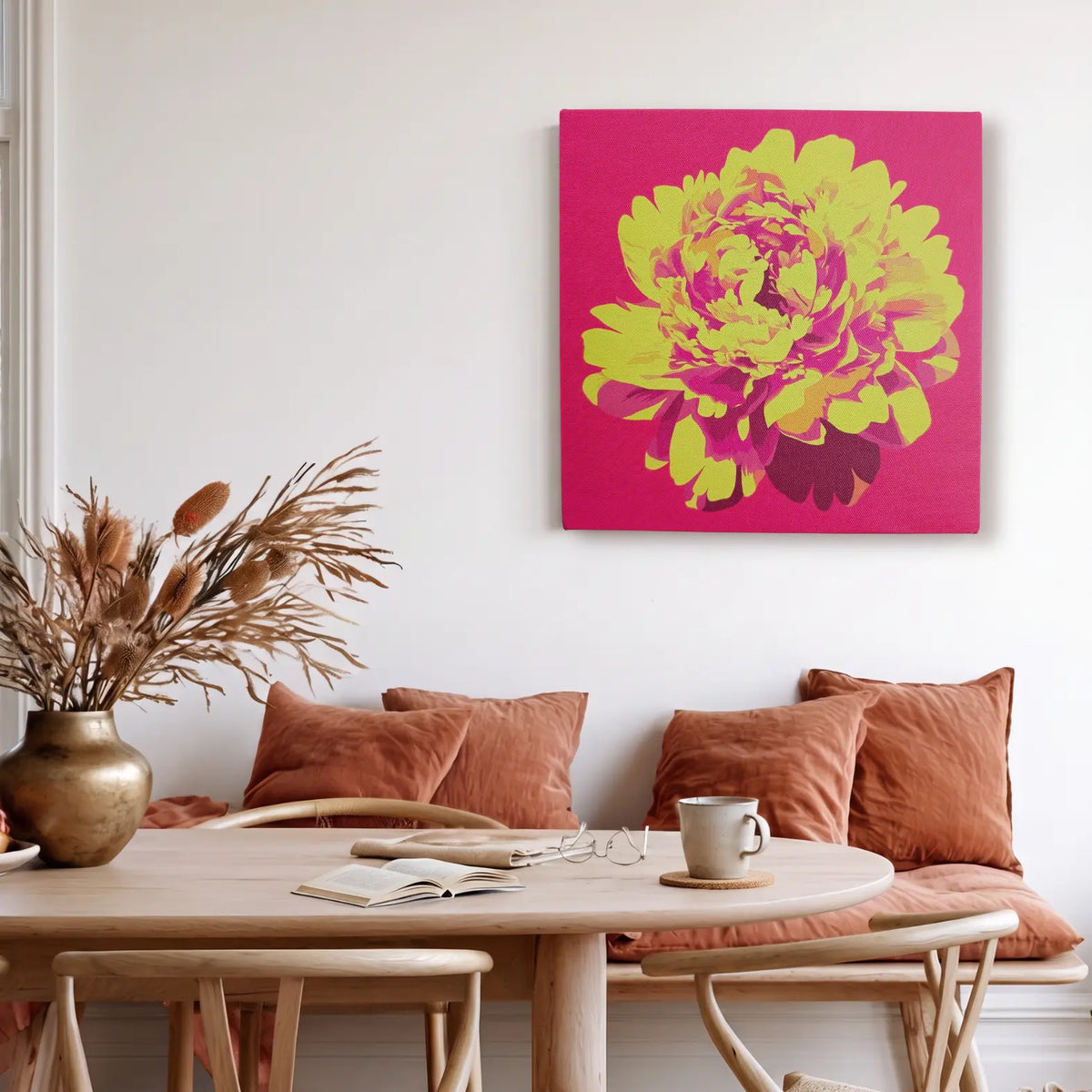 ALIVE Peony canvas wall art dining
