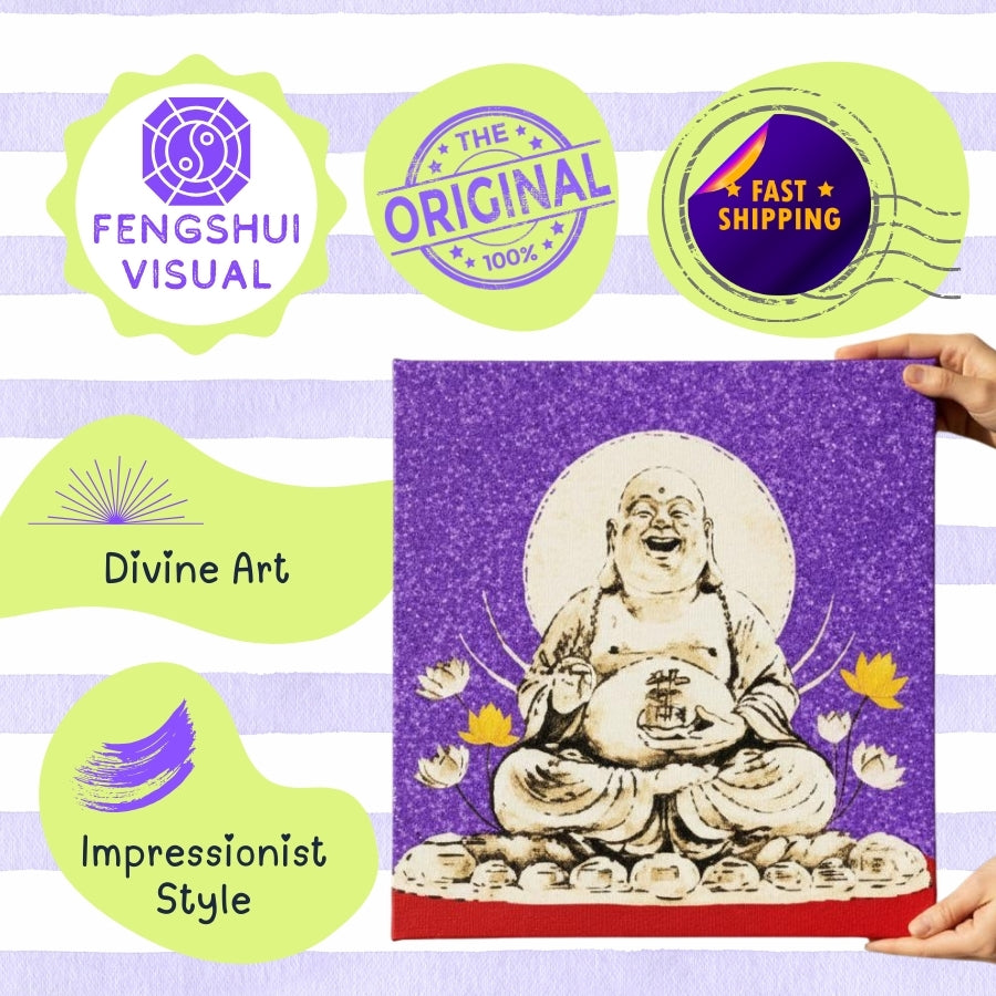 features of Feng shui wealth Buddha painting promoting financial abundance and manifestation