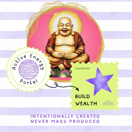 Circular design of prosperity feng shui art highlighting abundance Buddha canvas and wealth energy painting.