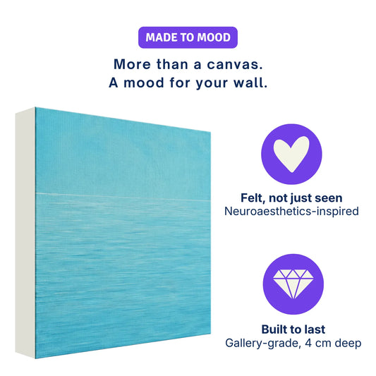 Ready to hang canvas wall art: DEEP Water shown at an angle with its deep 4 cm edge