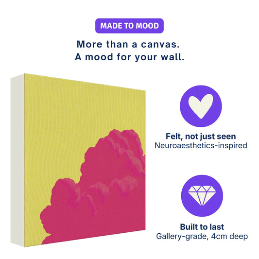 Ready to hang canvas wall art: FREE Sky shown at an angle with its deep 4 cm edge