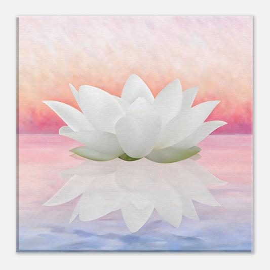 White lotus canvas art for meditation decor and spiritual growth art, perfect zen wall decor.