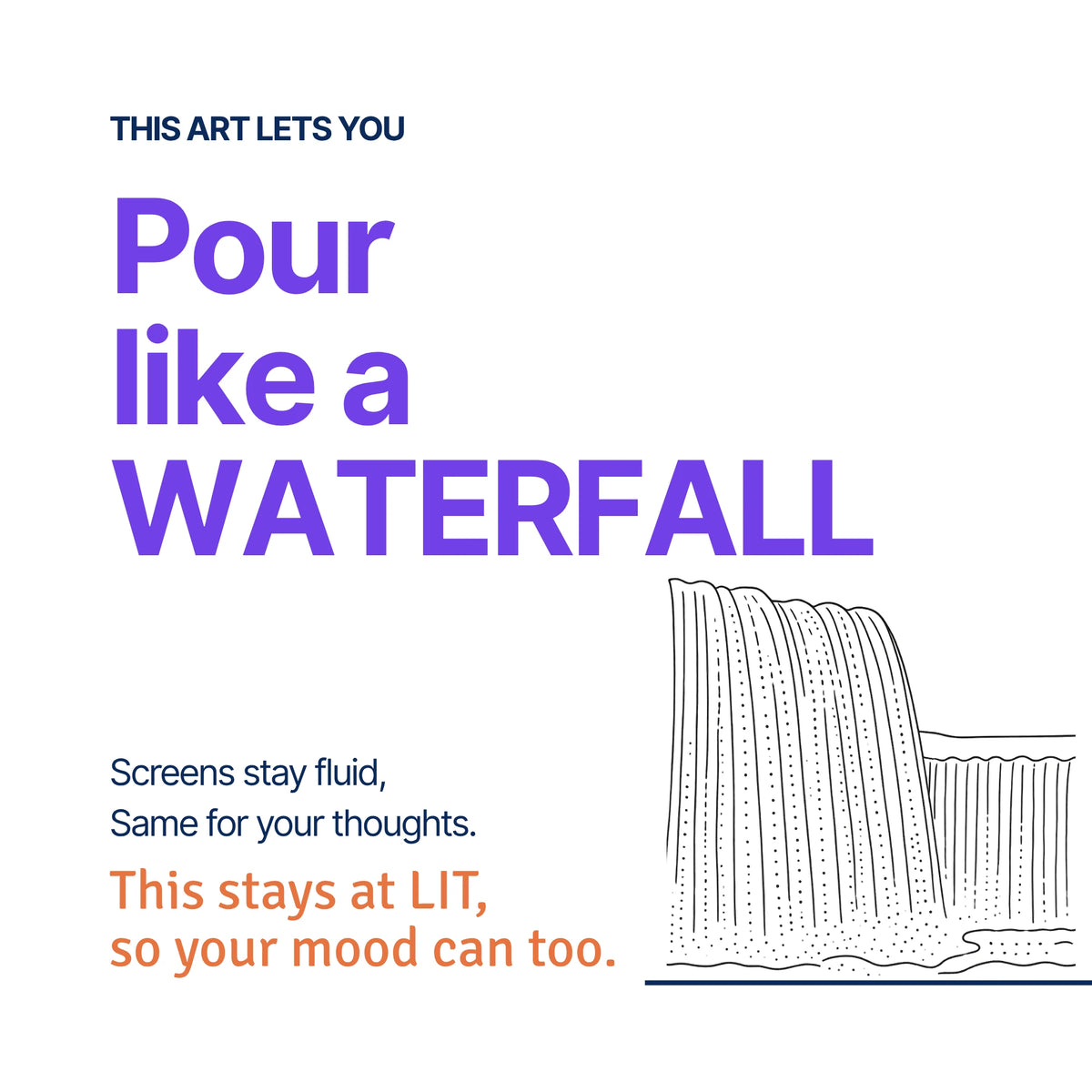 Pour like a Waterfall — RoomFruit LIT mood canvas wall art, waterfall line illustration