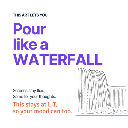 Pour like a Waterfall — RoomFruit LIT mood canvas wall art, waterfall line illustration