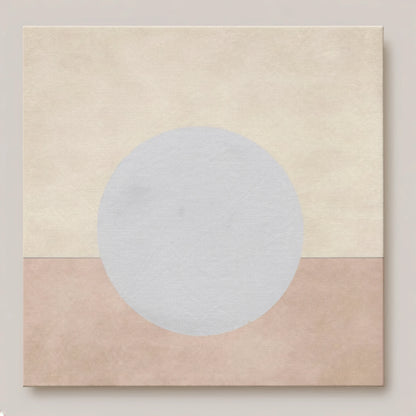 ENOUGH Moon, neutral beige and grey abstract canvas wall art, front view