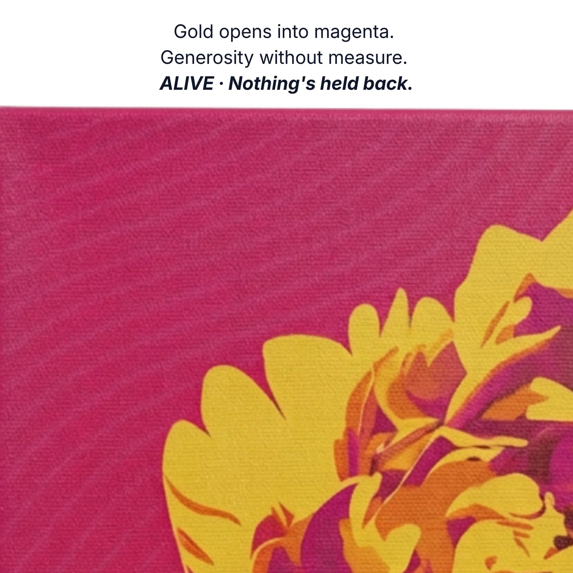 Art that keeps you alight, magenta holds gold stays alight the creative fire that keeps on, fire canvas detail by RoomFruit