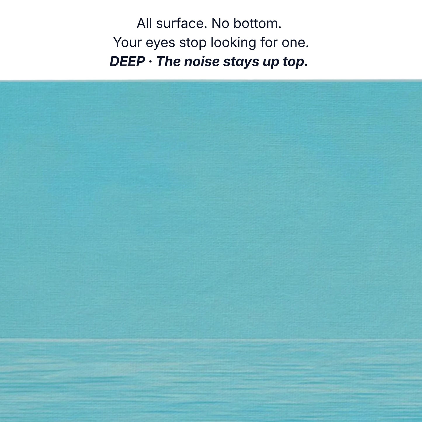 Art that makes a room feel calm, aqua into deeper aqua no edges just further in, water canvas detail by RoomFruit