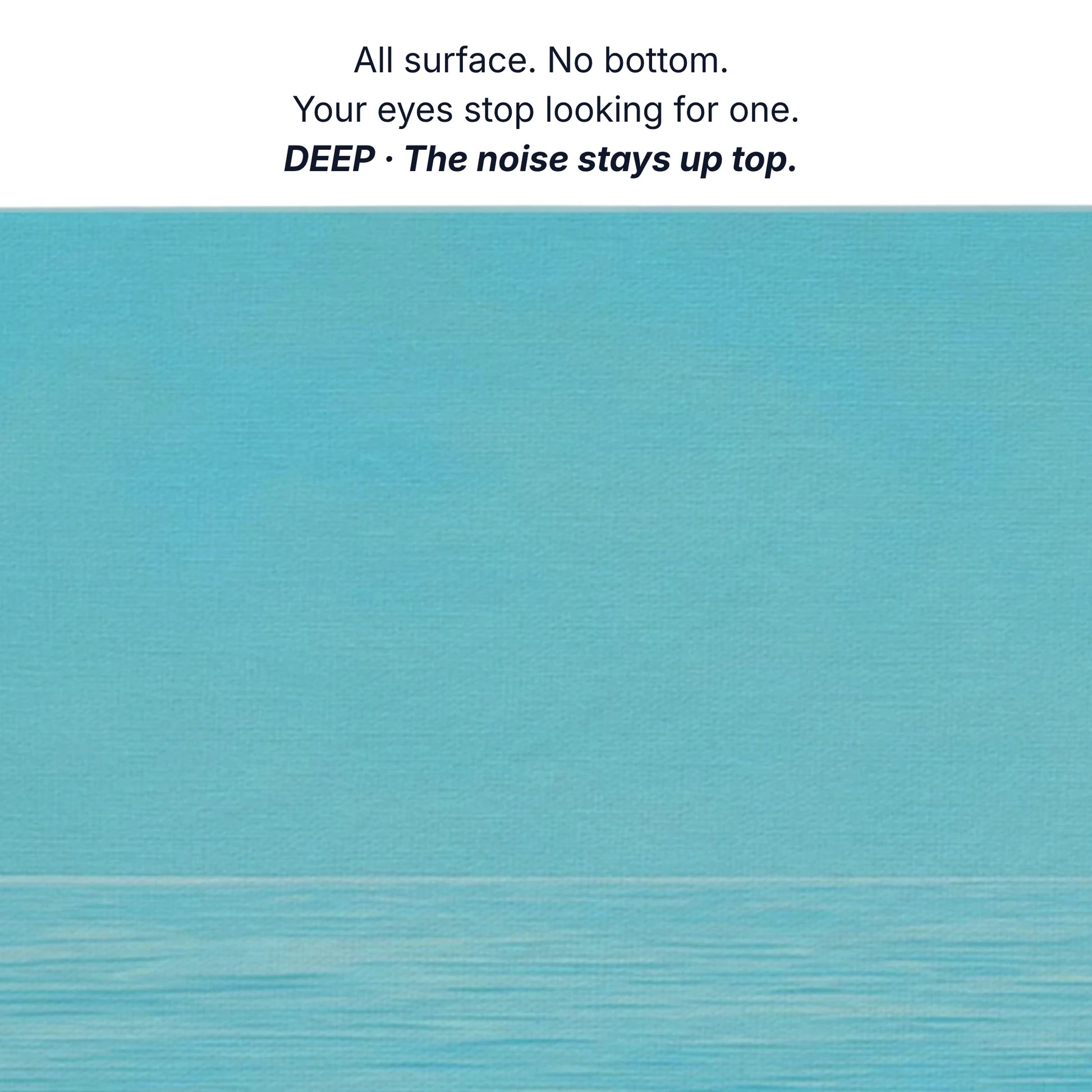 Art that makes a room feel calm, aqua into deeper aqua no edges just further in, water canvas detail by RoomFruit