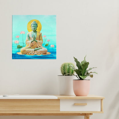 Meditation wellness art on wall adds peaceful ambiance and spiritual wellness art.