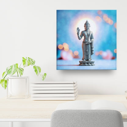 Protection Buddha painting canvas with Buddhist symbols for peaceful decor