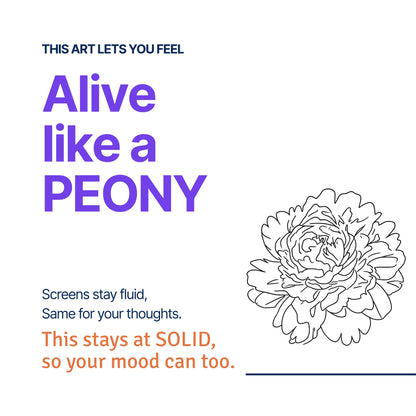 Feel Alive like a Peony — RoomFruit SOLID mood canvas wall art, peony line illustration