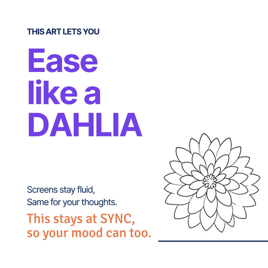 Ease like a Dahlia — RoomFruit SYNC mood canvas wall art, dahlia line illustration