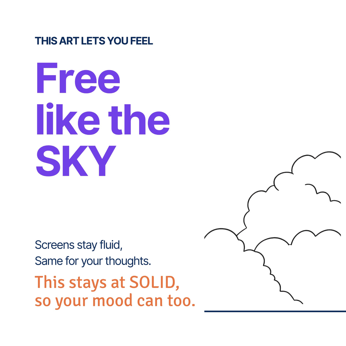 Feel Free like the Sky — RoomFruit SOLID mood canvas wall art, open sky line illustration