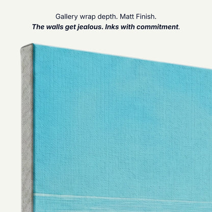 Canvas wall art gallery wrap depth with matt finish and archival inks, side profile of ocean water print