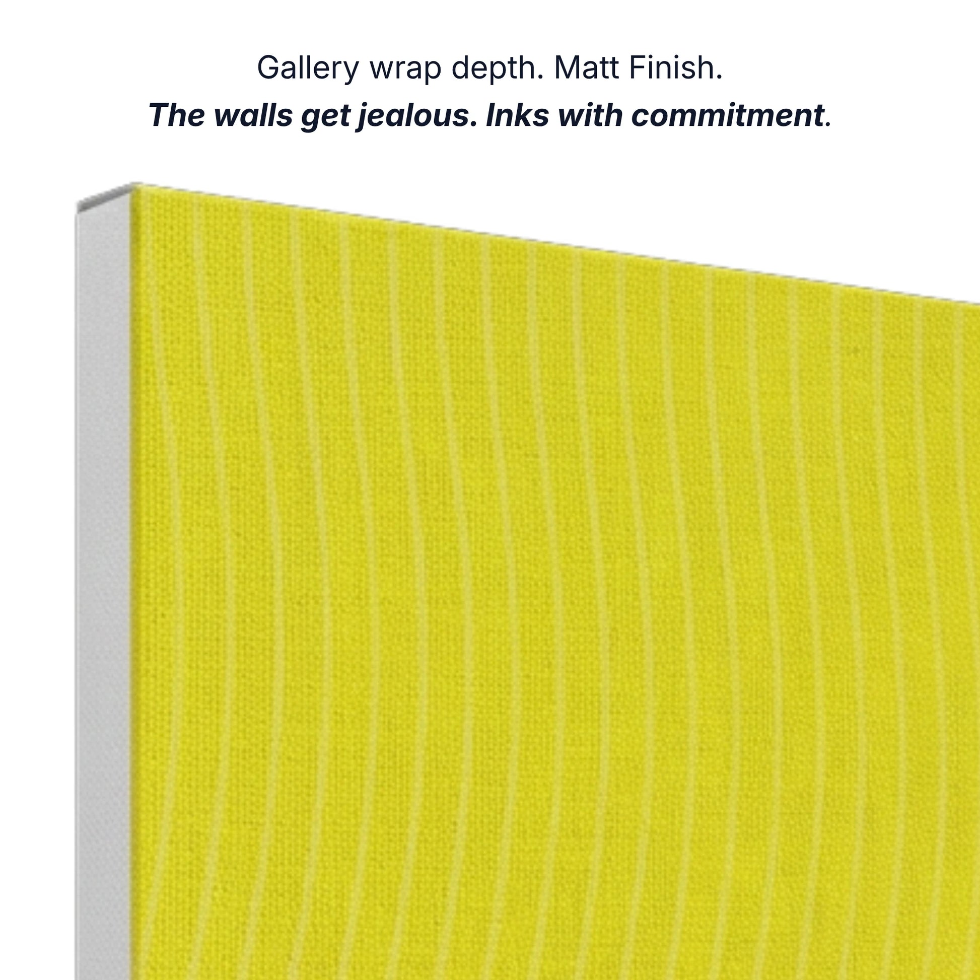 Canvas wall art gallery wrap depth with matt finish and archival inks, side profile of pink cloud print