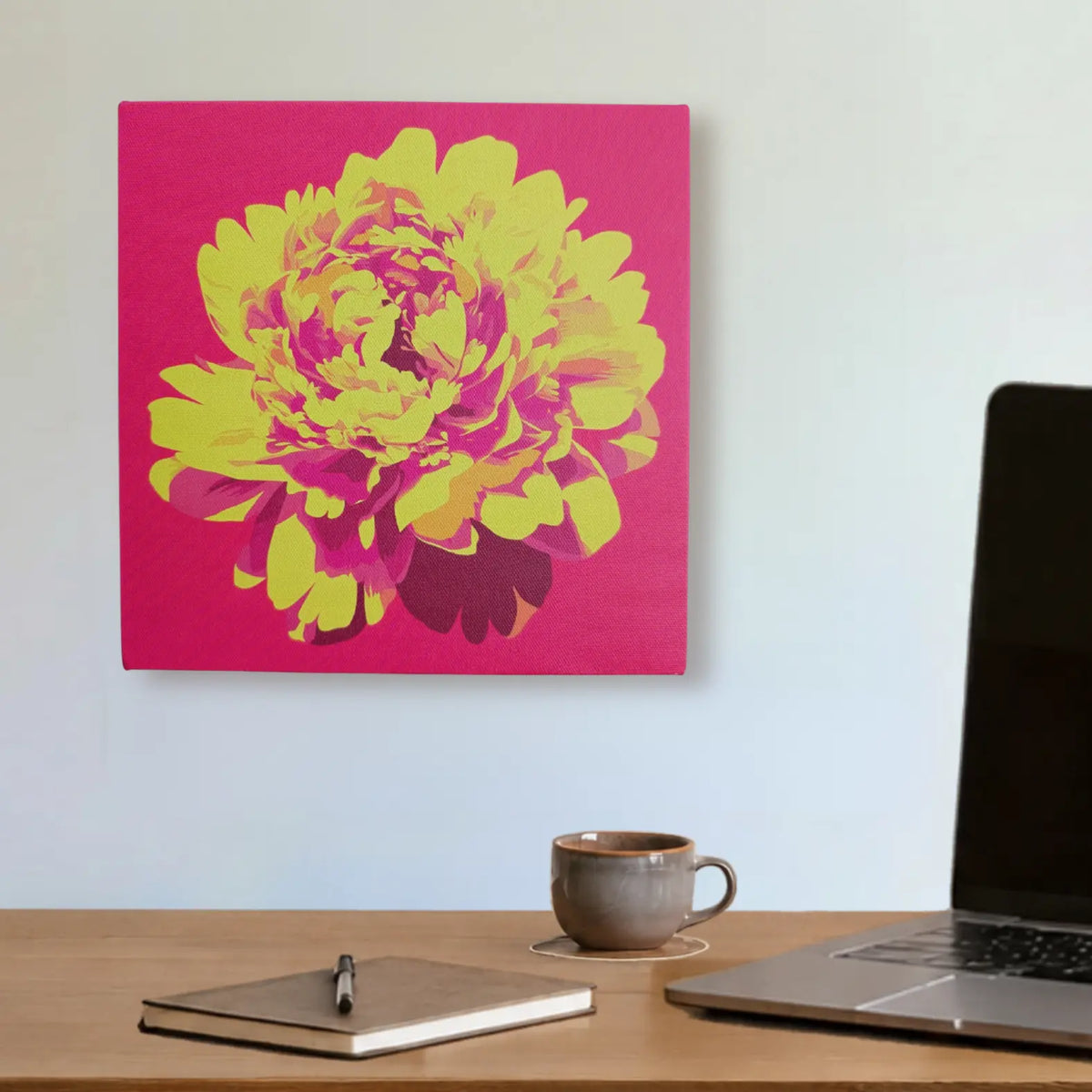 ALIVE Peony canvas wall art home office setup