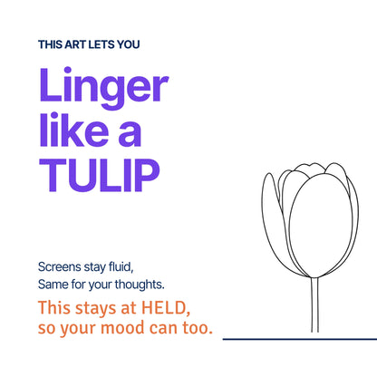 Linger like a Tulip — RoomFruit HELD mood canvas wall art, tulip line illustration