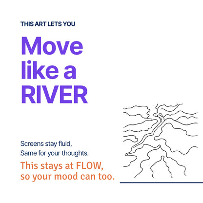 Move like a River — RoomFruit FLOW mood canvas wall art, river line illustration