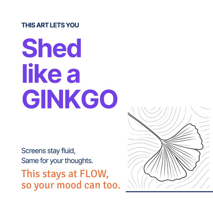 Shed like a Ginkgo — RoomFruit FLOW mood canvas wall art, ginkgo leaf line illustration