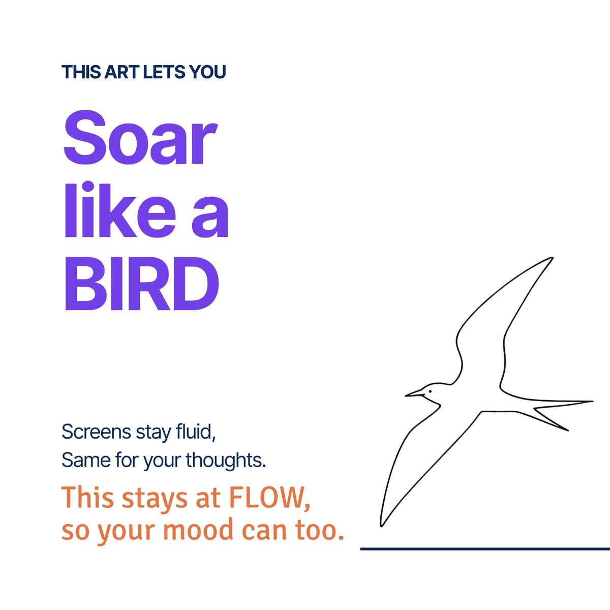 Soar like a Bird — RoomFruit FLOW mood canvas wall art, bird line illustration