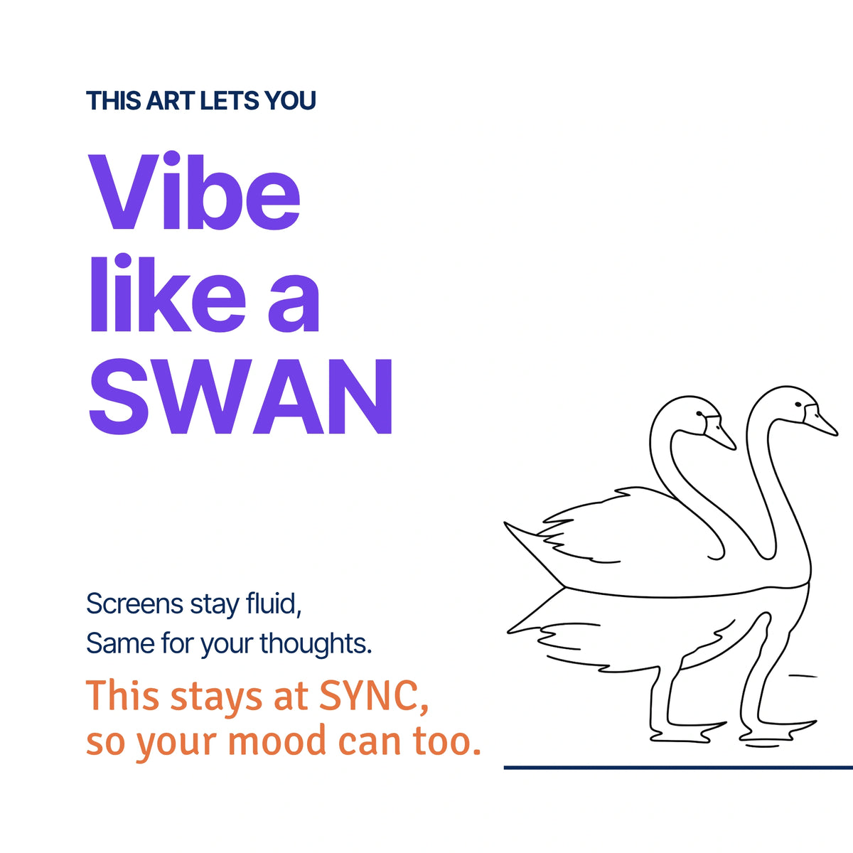 Vibe like a Swan — RoomFruit SYNC mood canvas wall art, swan line illustration