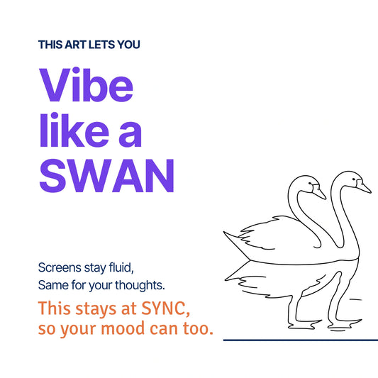 Vibe like a Swan — RoomFruit SYNC mood canvas wall art, swan line illustration