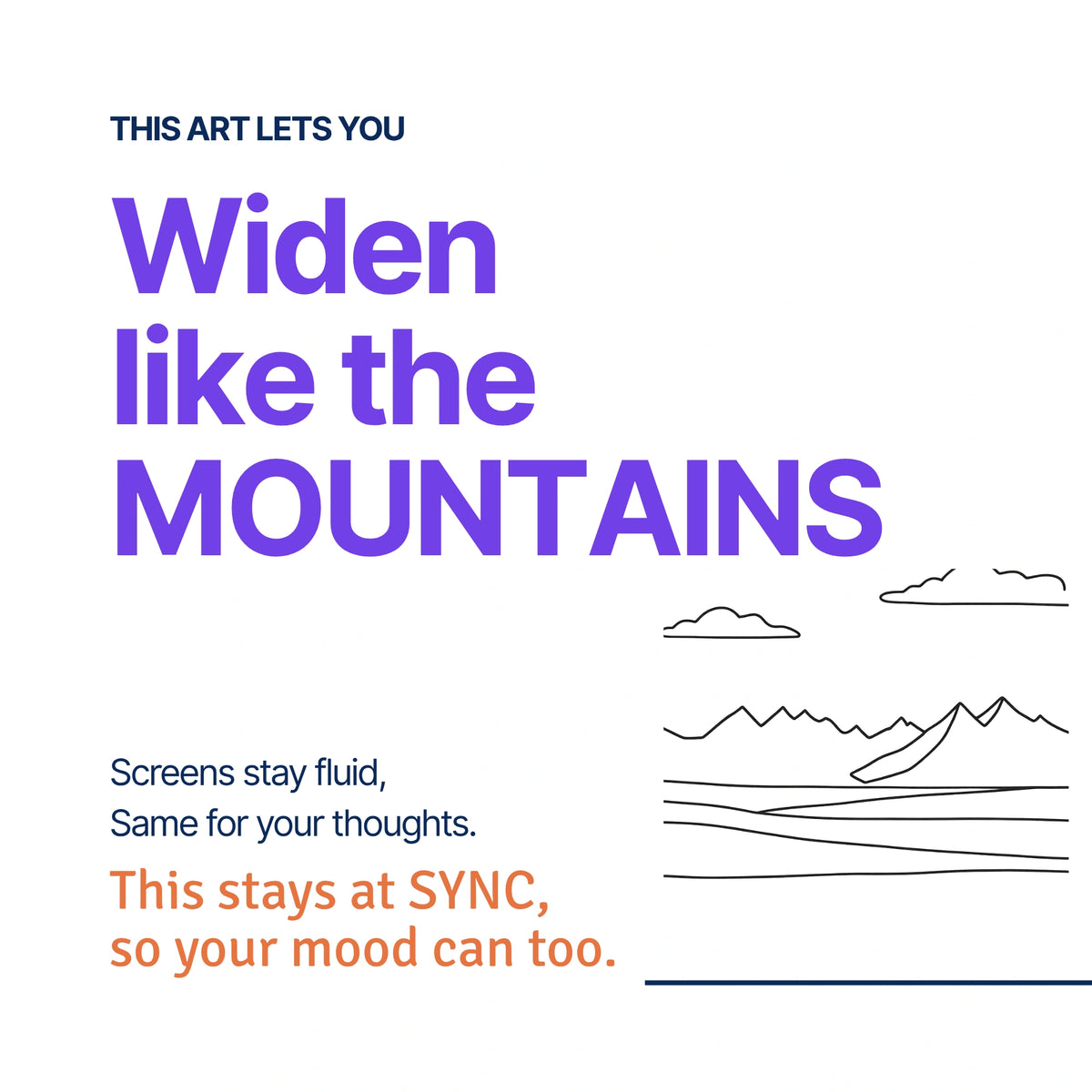 iden like the Mountains — RoomFruit SYNC mood canvas wall art, mountain range line illustration