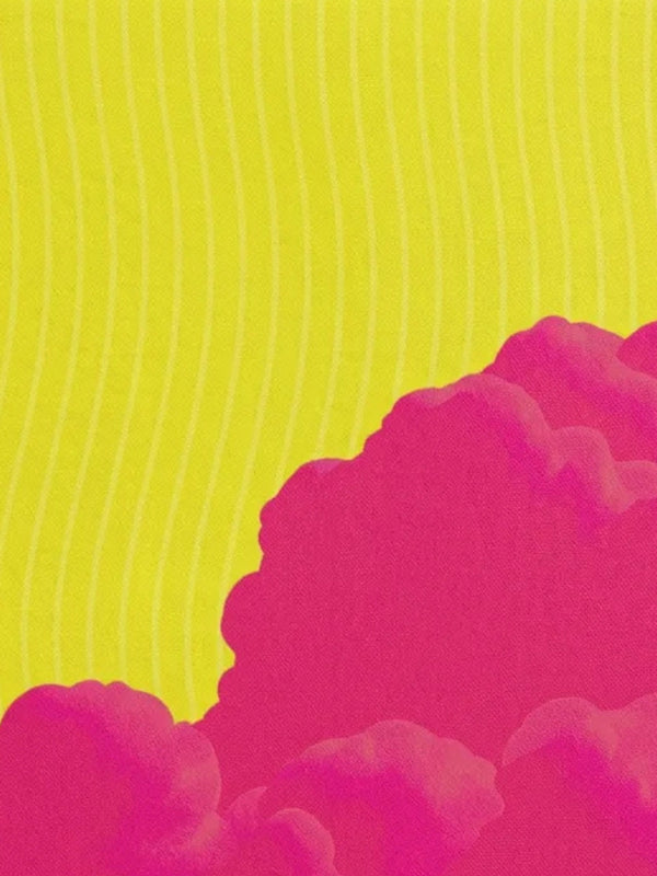 Contemporary bold pink and yellow abstract art print with organic shapes for modern interiors