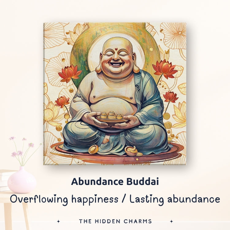 spiritual meaning of Financial Buddha painting featuring feng shui prosperity and wealth energy decor