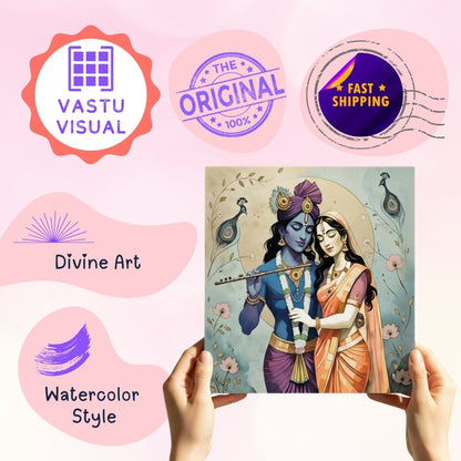 features of  divine Radha Krishna art canvas with authentic quality for spiritual home decor.