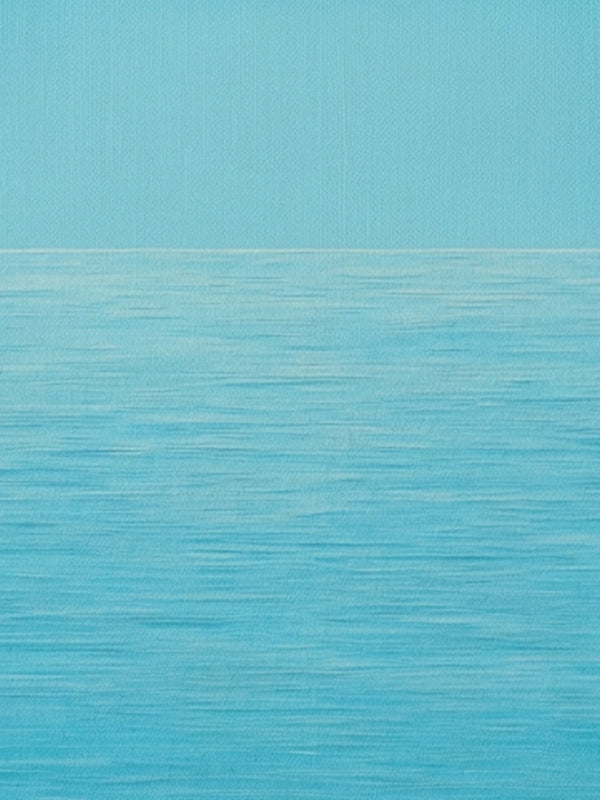 Serene turquoise striped landscape-inspired wall art print with horizontal layered design