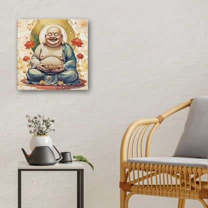 Buddha art canvas on wall featuring wealth energy and money magnetism
