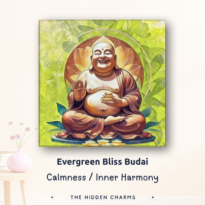 spiritual meaning of Laughing Buddha canvas painting for wellness and positive healing energy