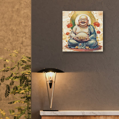 Wealth manifestation painting in luxury room adds feng shui wealth Buddha and abundance charm.