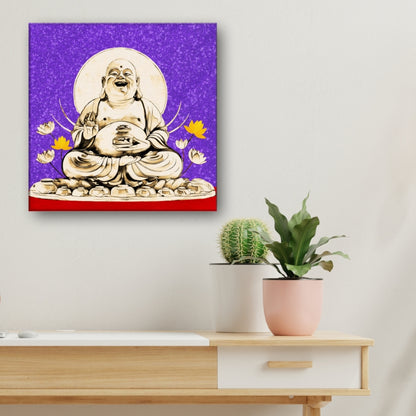 wall art Abundance laughing Buddha art for money manifestation and prosperity energy