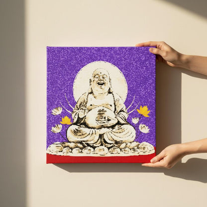 Laughing Buddha canvas painting for wealth attraction and financial abundance