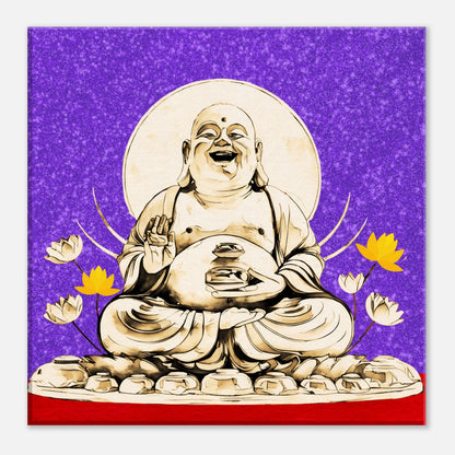 Abundance Buddha art canvas for wealth energy decor, money flow, happiness, and protection at home.