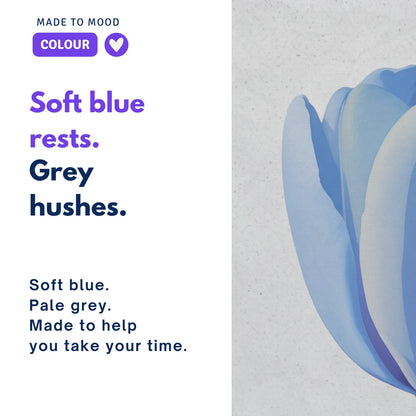Neuro art colour close-up: soft blue and pale grey on LINGER Tulip canvas wall art