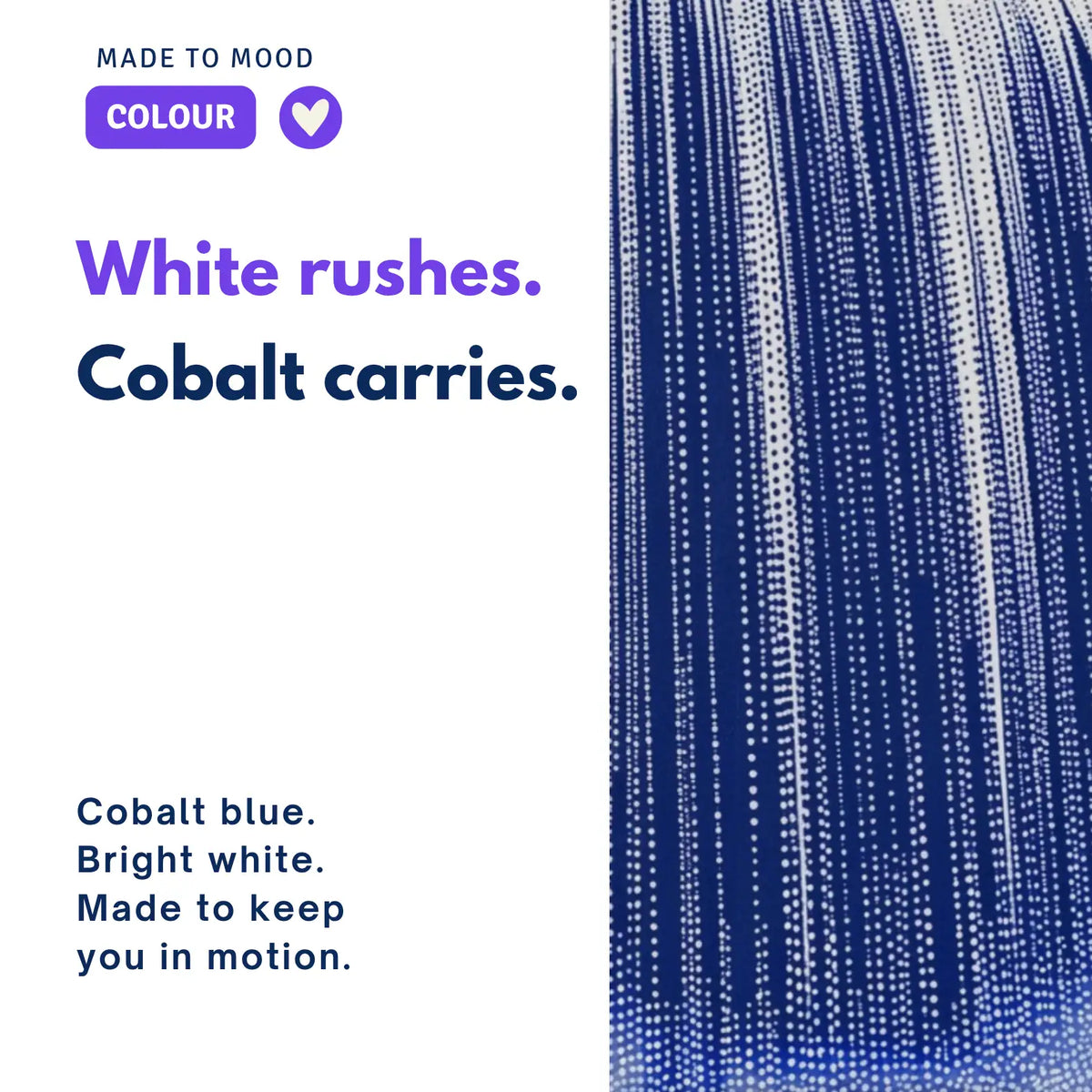 Neuro art colour close-up: cobalt blue and bright white on POUR Waterfall canvas wall art