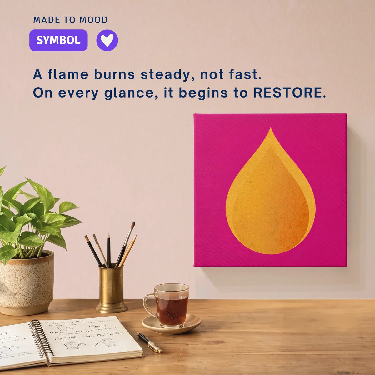 Neuro art canvas wall art: the single flame on RESTORE Fire, the symbol behind the RESTORE mood