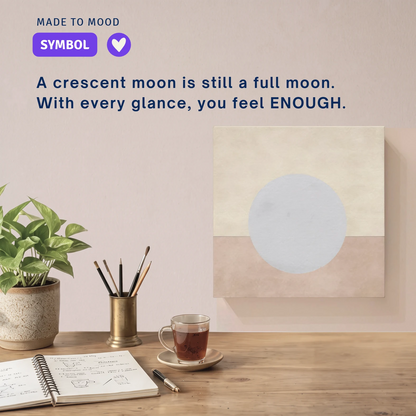 Neuro art canvas wall art: the full moon over a soft horizon on ENOUGH Moon, the symbol behind the ENOUGH mood