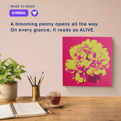 Neuro art canvas wall art: the blooming peony on ALIVE Peony, the symbol behind the ALIVE mood