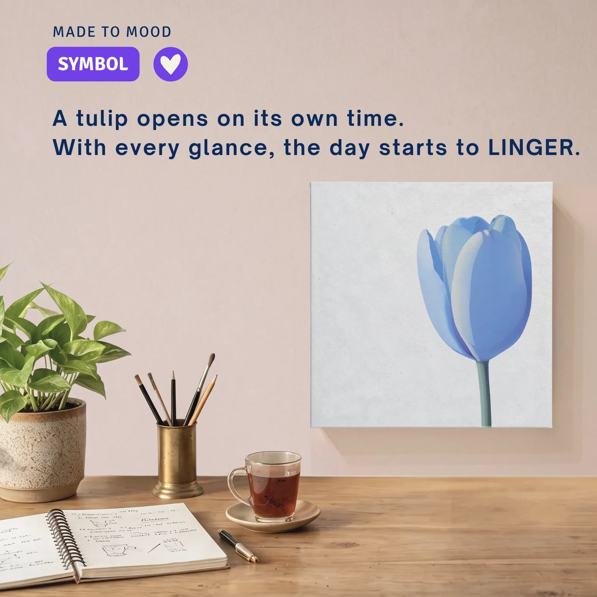 Neuro art canvas wall art: the half-open tulip on LINGER Tulip, the symbol behind the LINGER mood