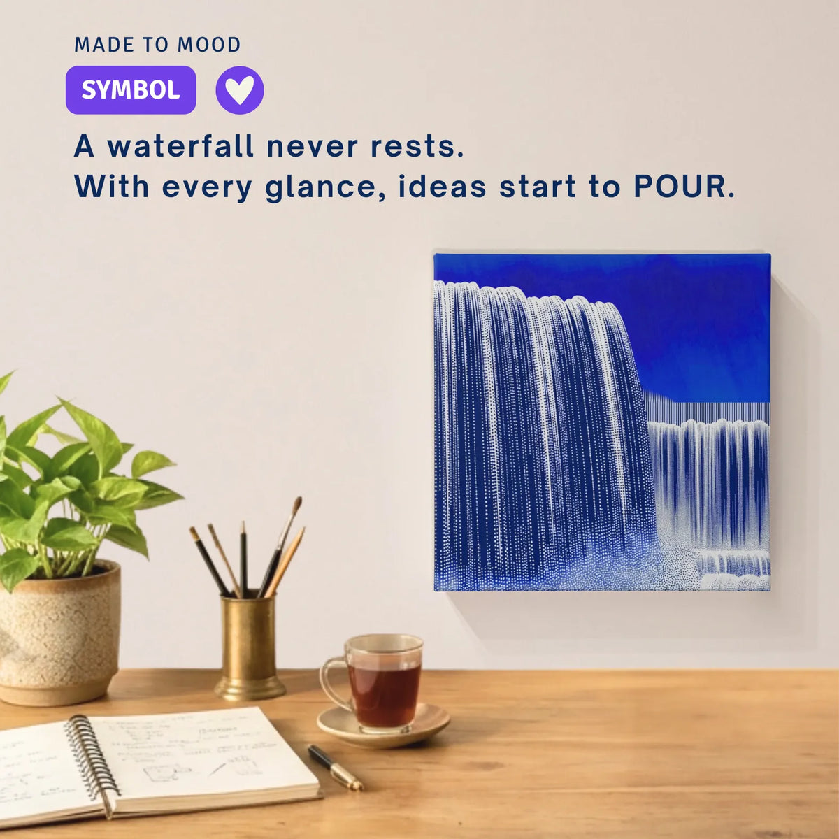 Neuro art canvas wall art: the waterfall on POUR Waterfall, the symbol behind the POUR mood