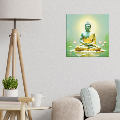 Dhyana Buddha canvas as wall art adds meditation and spiritual peace to home.