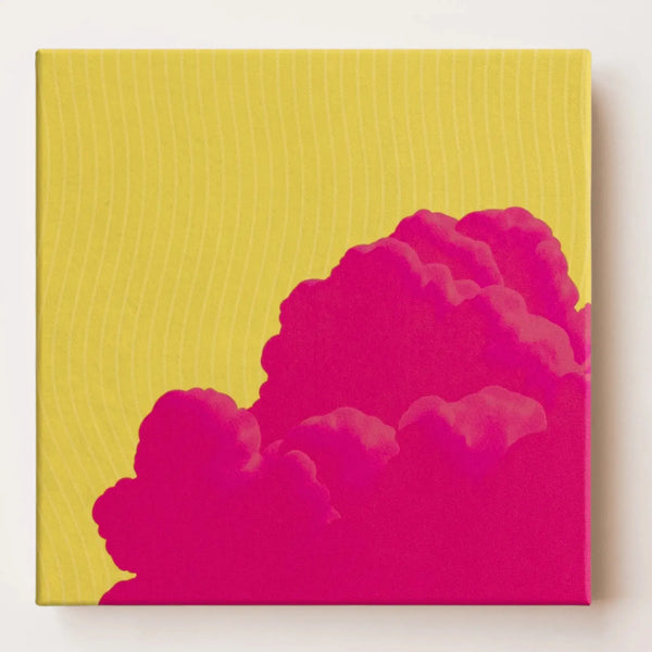 FREE Sky, pink and yellow abstract canvas wall art, front view