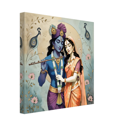 Close-up of Krishna artwork variant showing divine Radha Krishna in intricate sacred details.