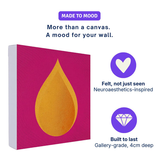 Ready to hang canvas wall art: RESTORE Fire shown at an angle with its deep 4 cm edge