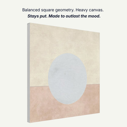 Ready to hang canvas wall art showing balanced square geometry, heavy canvas construction, gallery quality