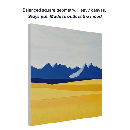Ready to hang canvas wall art showing balanced square geometry, heavy canvas construction, gallery quality